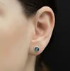 Серьги-гвоздики из стерлингового серебра 925 пробы с круглым камнем лабрадоритом Подарок для нее Ручная работа