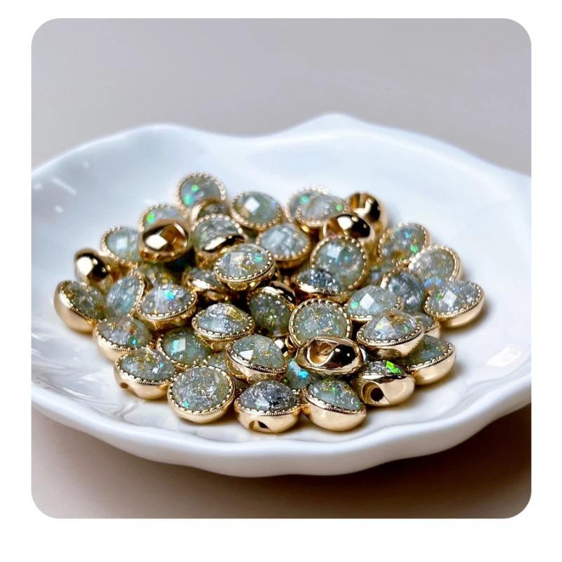 10 шт., красивые пуговицы в виде драгоценных камней, 10 мм, маленькие круглые металлические пуговицы на хвостовике, декоративные пуговицы для юбки, манжеты, декольте