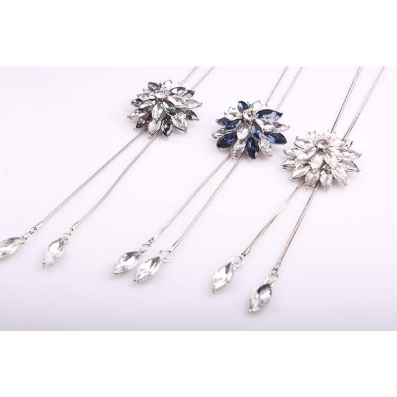 Простое и модное, длинное ожерелье с кристаллами и драгоценными камнями, декоративная цепочка для свитера