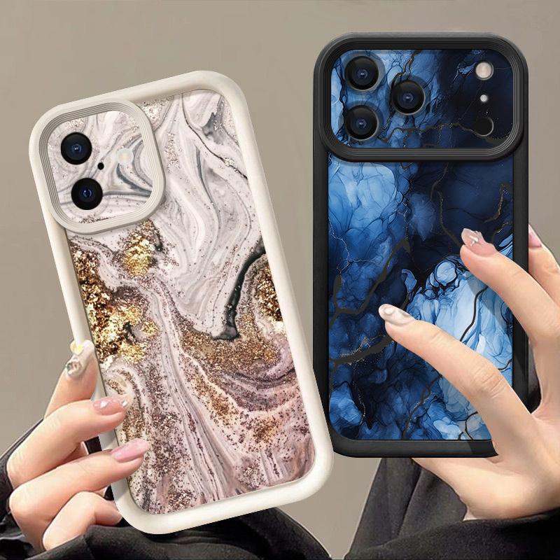 Ударопрочный чехол для телефона iPhone 17 Pro Max Чехол iPhone 16 15 14 13 Pro Max 11 17e 16e Цветной Мраморный Принт Мягкий Силиконовый Бампер Защитная крышка