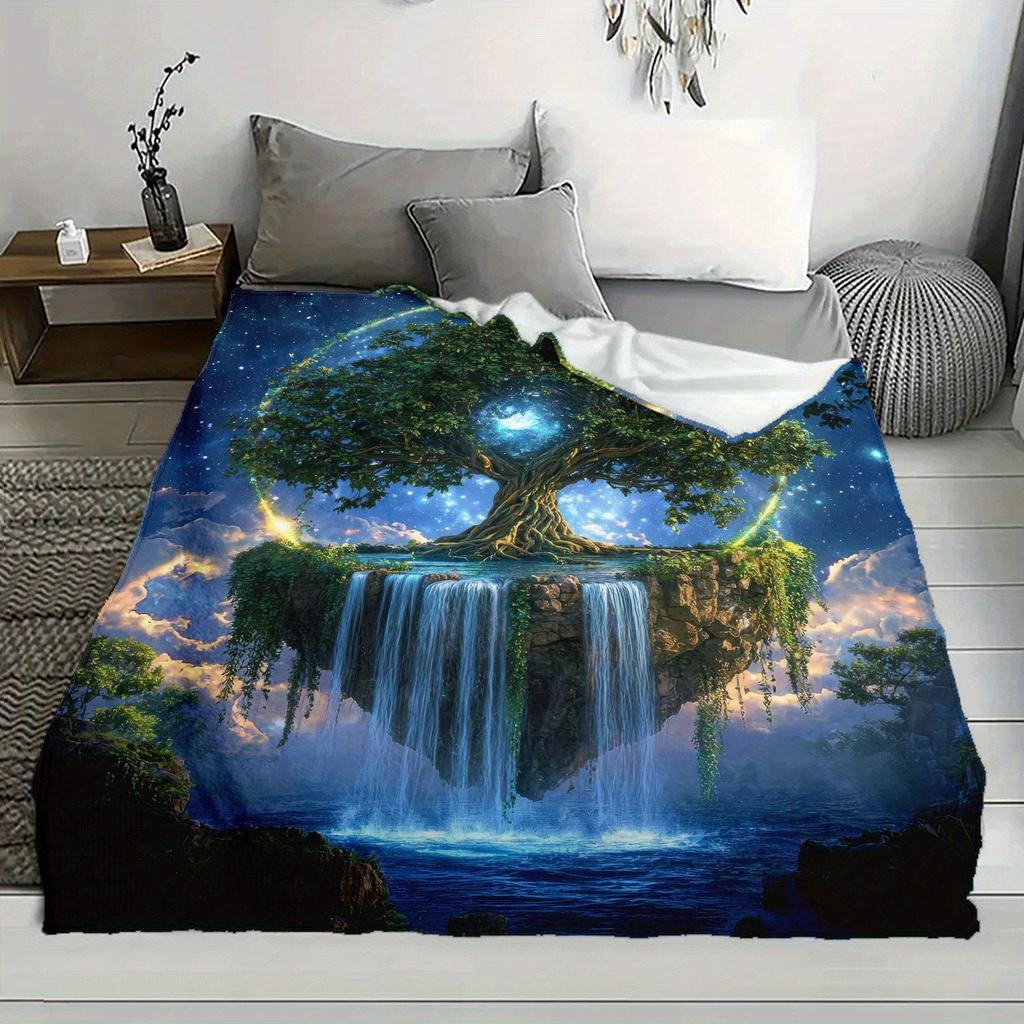 1 Luxurious Large Tree Print Fleece Throw Blanket - Ideal Gift for African Girls, Daughters, and Granddaughters - Versatile for