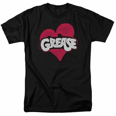 26 Футболка 'Grease Heart' Лицензированная Романтическая Музыкальная Комедия Ретро Классическая Футболка Черная Унисекс Футболка