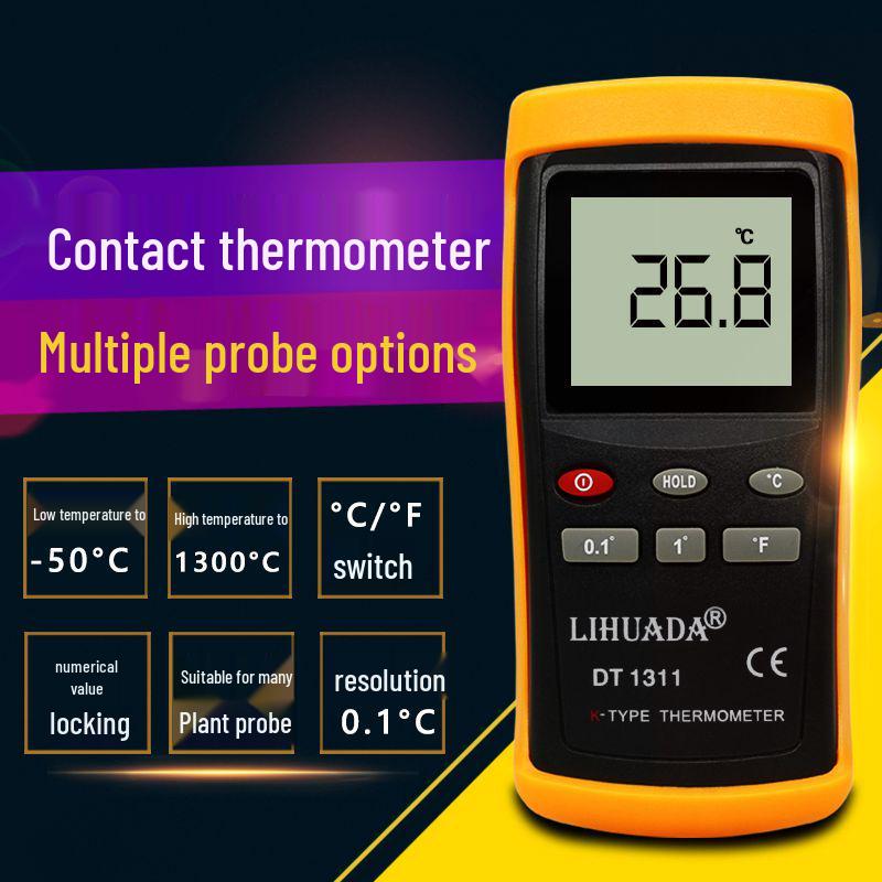 K-Type Digital Thermocouple Thermometer with Probe - High-Precision Industrial Temperature Meter.