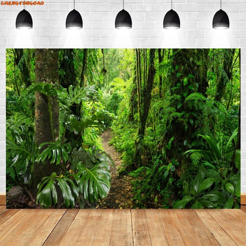 Tropical Rainforest Backdrop Green Trees Baby Shower Birthday Party Portrait Photography Background Wall Decor Photostudio Props