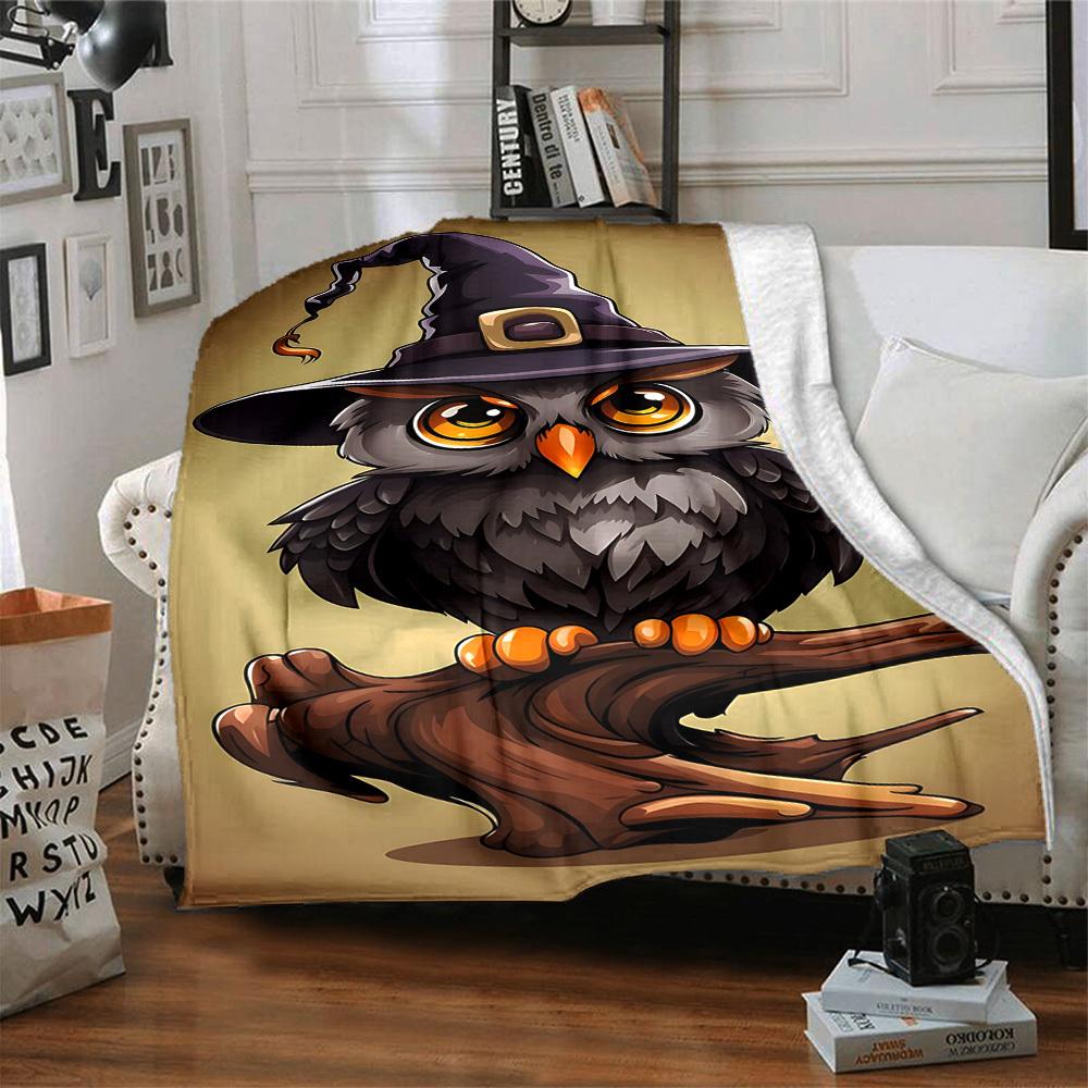 1pc Witch Owl Blanket Lightweight Flannel Blanket Throw Blanket For Sofa, Bed, Travel, Camping, Livingroom, Office yy251015115