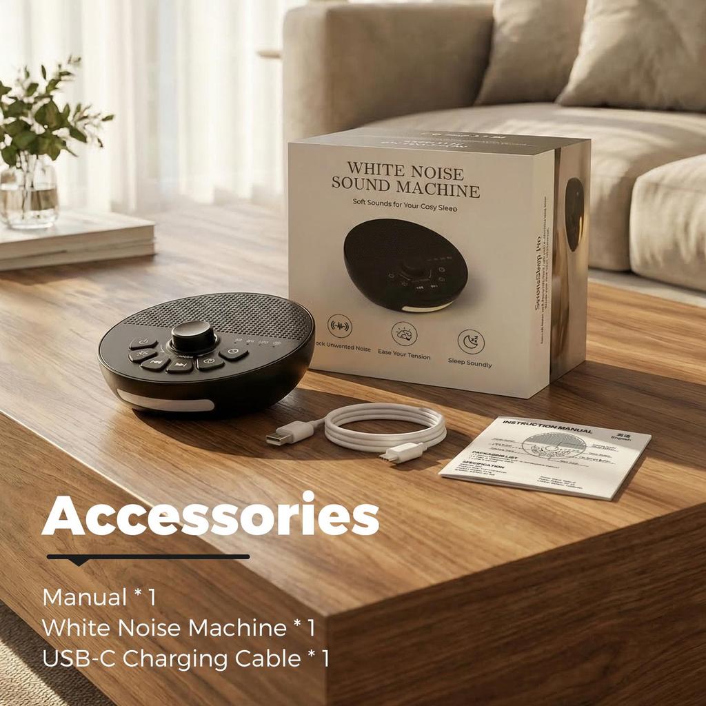 White Noise Machine with Cry Sensor 30 Soothing Sounds Night Light for Babies Kids Adults Sleep Home Office Timer Rechargeable