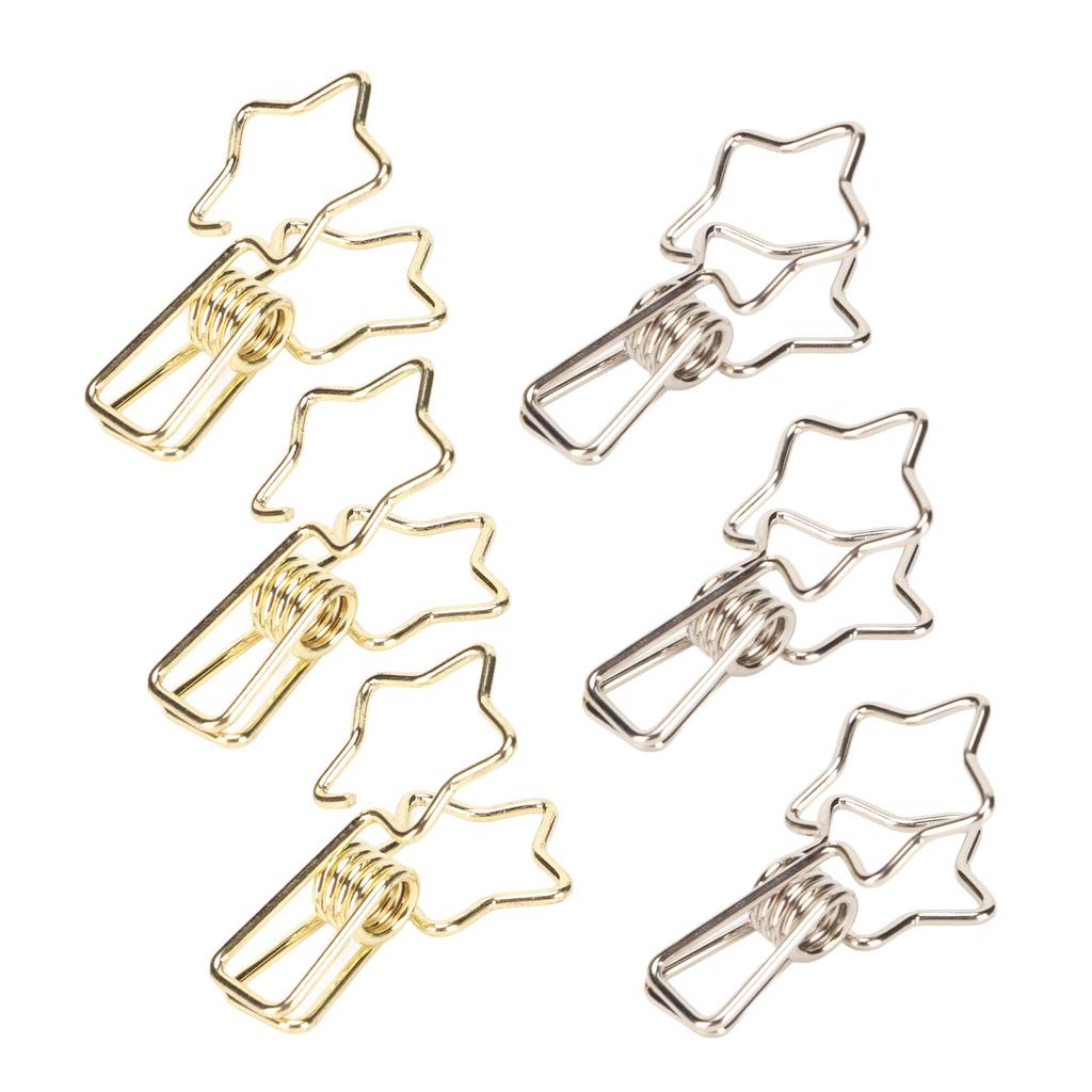 100 шт. милые зажимы в форме звезды из мультфильма золотисто-серебряные зажимы для бумаги для дома, школы, офиса, файлов