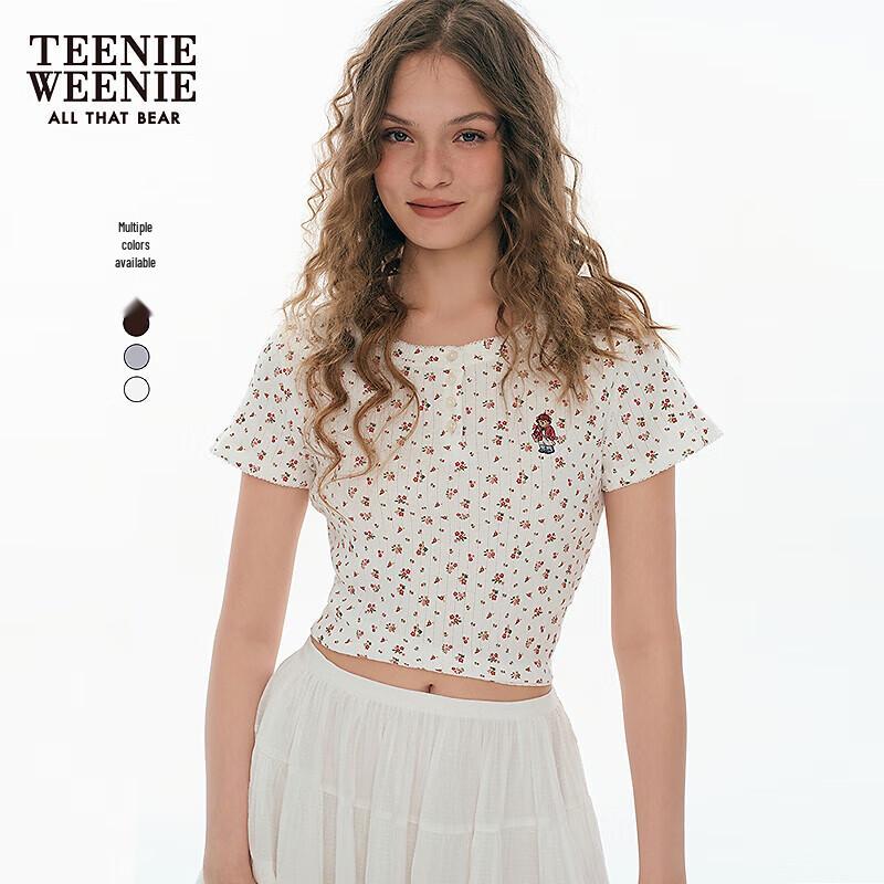 Teenie Weenie Женская круглая футболка с принтом медведя и цветами