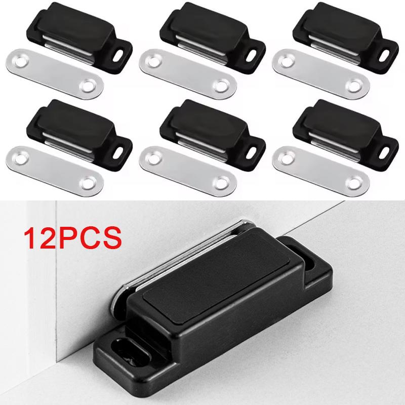 12 Pieces Cupboard Kitchen Furniture Magnetic Cabinet Door Latch Closures White Plastic Strong Powerful Magnet Catch Wardrobes
