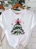 (Азиатский размер) Футболки с коротким рукавом Принт Счастливого Рождества круглый вырез Женский топ новогодний Т Одежда Мода акварельный тренд праздник Графическая футболка