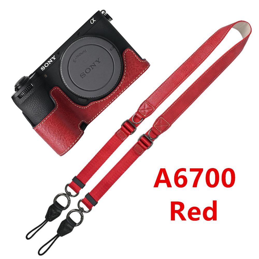 Получехол для камеры из ПУ кожи личи для Sony A6700 A6400 A6300 A6100 A6000 ZVE10 ZVE10II ZVE10M2 с открывающимся снизу чехлом и ремешком