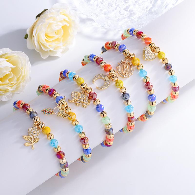 Colorful Crystal Bead Pendant Bracelet, Trendy European and American Fashion