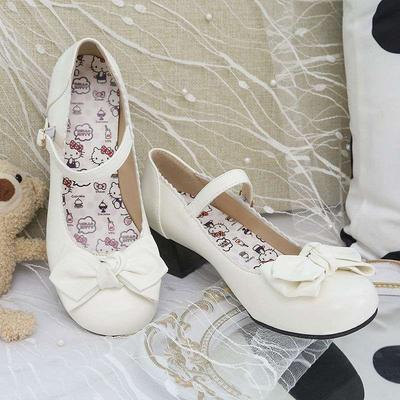 Милые туфли в стиле японской Лолиты с круглым носком для девочек, женские, новые весенне-осенние 2025 года, с бантом, на толстом каблуке в стиле колледжа