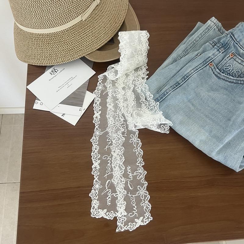 Unique Y2K Long Lace Waistband Floral Bow Lace Waist Belt Tie Up Thin Dress Jeans Belt Lace Scarf Hair Band Hair Accessories