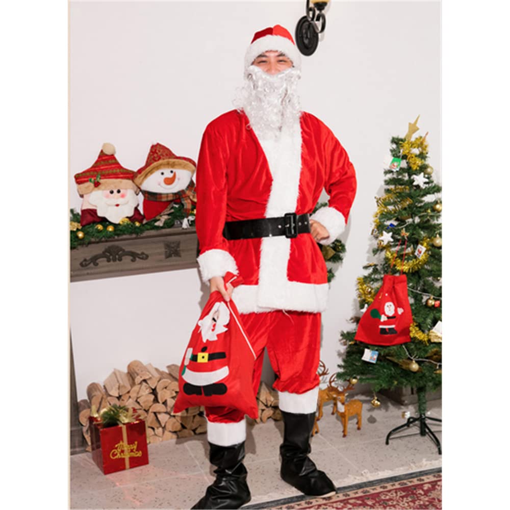 SYitong Santa Claus Costume for Includes Santa Cosplay Outfit and Shoe Set for Men and Fun Christmas Costume Adults, Covers, 6-Piece Women, (M)