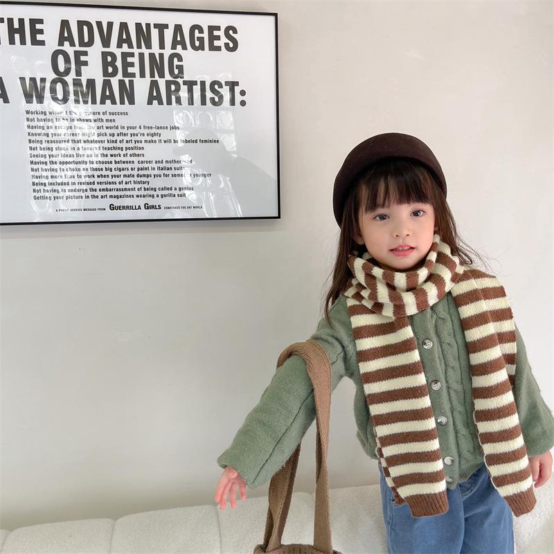 Winter Kids Cartoon Bear Scarf Soft Cotton Warm Knitted Baby Neck Warmer For Boys And Girls