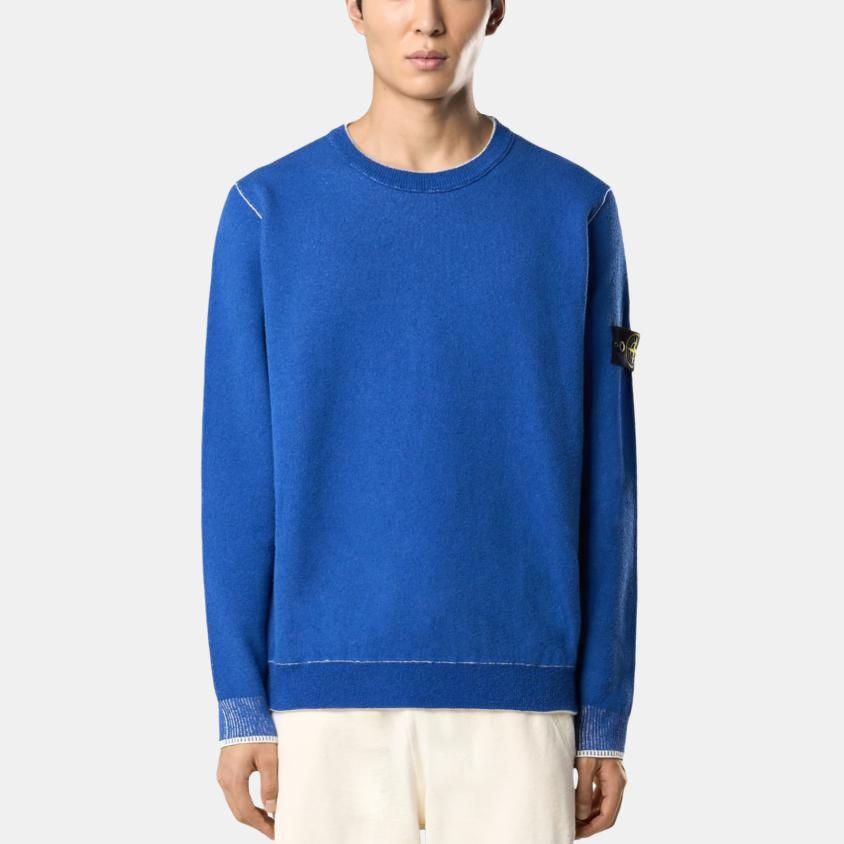 STONE ISLAND Логотип Свитшот с круглым вырезом Свободный крой Длинный рукав Мужской свитшот Ярко-синий K1S155100021S00D9-V0022