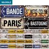 SQ-DGLZ Paris Bangde Road License Plate Warning Tin Sign State Wall Decoration Metal Sign Home Decor Painting Plaques Art Poster