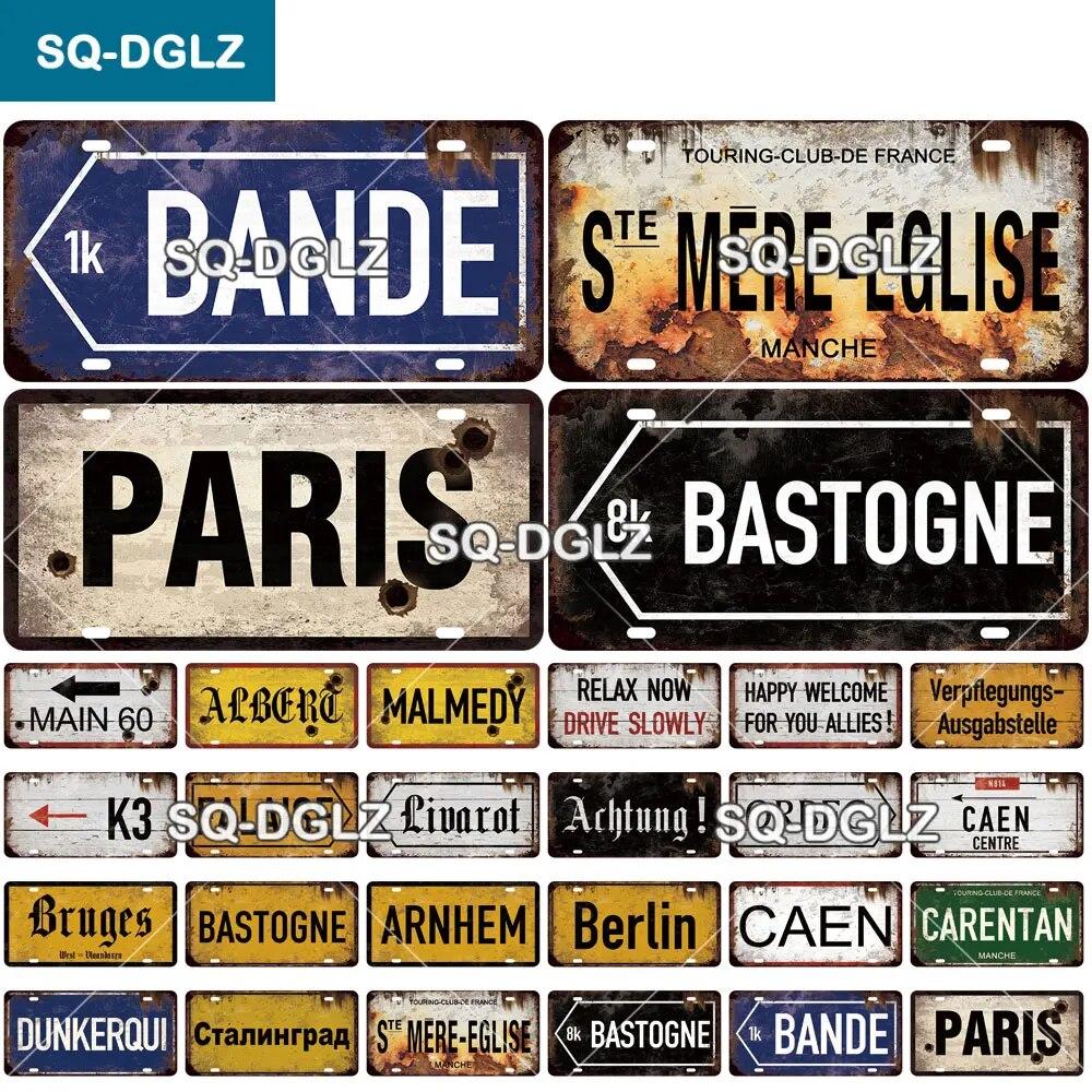 SQ-DGLZ Paris Bangde Road License Plate Warning Tin Sign State Wall Decoration Metal Sign Home Decor Painting Plaques Art Poster