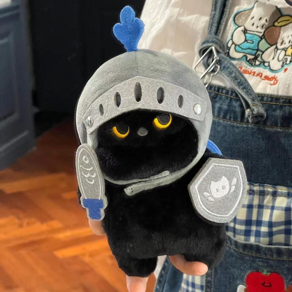 Cartoon Cat Plush Toy Silly Black Cat Stuffed Toy Knight Cat Plush Doll Christmas Gift