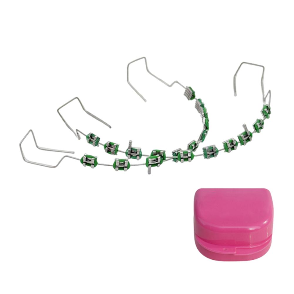 2 шт. Модные стоматологические накладные брекеты Металлические дуги Брекет Временное украшение зубов Ортодонтические лигатурные резинки для ежедневной защиты зубов