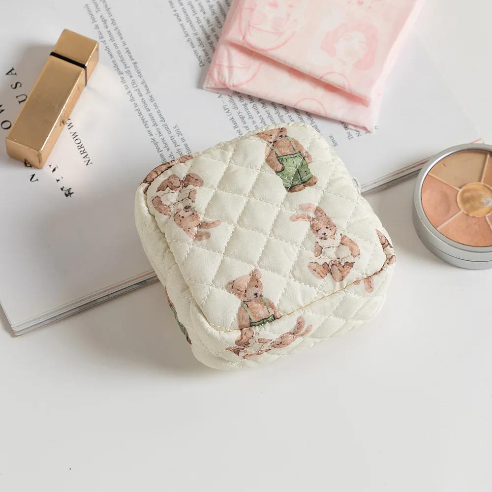 Floral Sanitary Napkin Storage Bag Girls' Sanitary Napkins Bags Women Cosmetic Bag Coin Purse Card Bag Travel Cosmetic Organizer