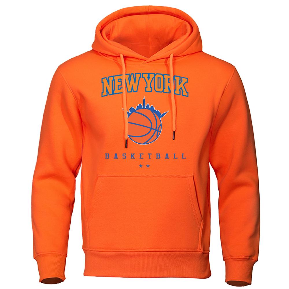 Newyork Basketball Город, укоренившийся в баскетболе Мужская одежда Толстовка с капюшоном Мультфильмы Флис Осенняя толстовка с круглым вырезом Толстовка