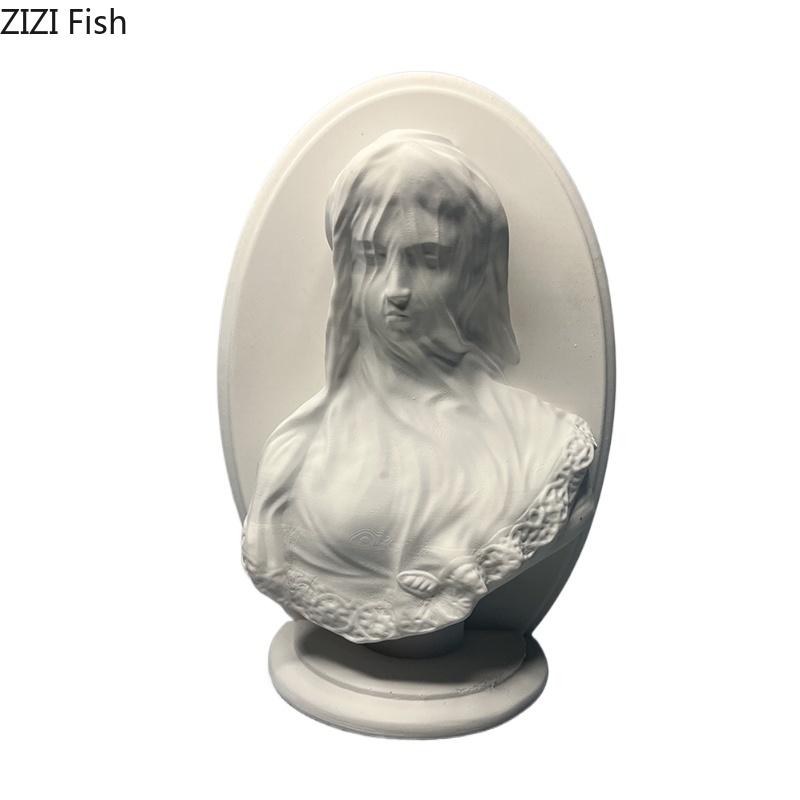 Статуэтка из гипса «Девушка в вуали» Поделки Настольные украшения Декоративные элементы Креативное искусство Фигурки Скульптура Эстетичный декор для комнаты