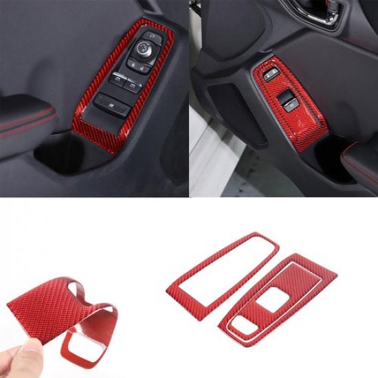 Red Carbon Fiber Interior Window Lift Switch Button Sticker For Subaru BRZ 22+