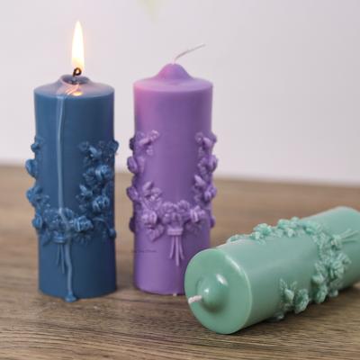 Силиконовая форма для цилиндрической свечи DIY Цветы Ароматическая свеча Украшение Изготовление Гипс Смола Формы для поделок Декор для дома Ручная работа Подарки