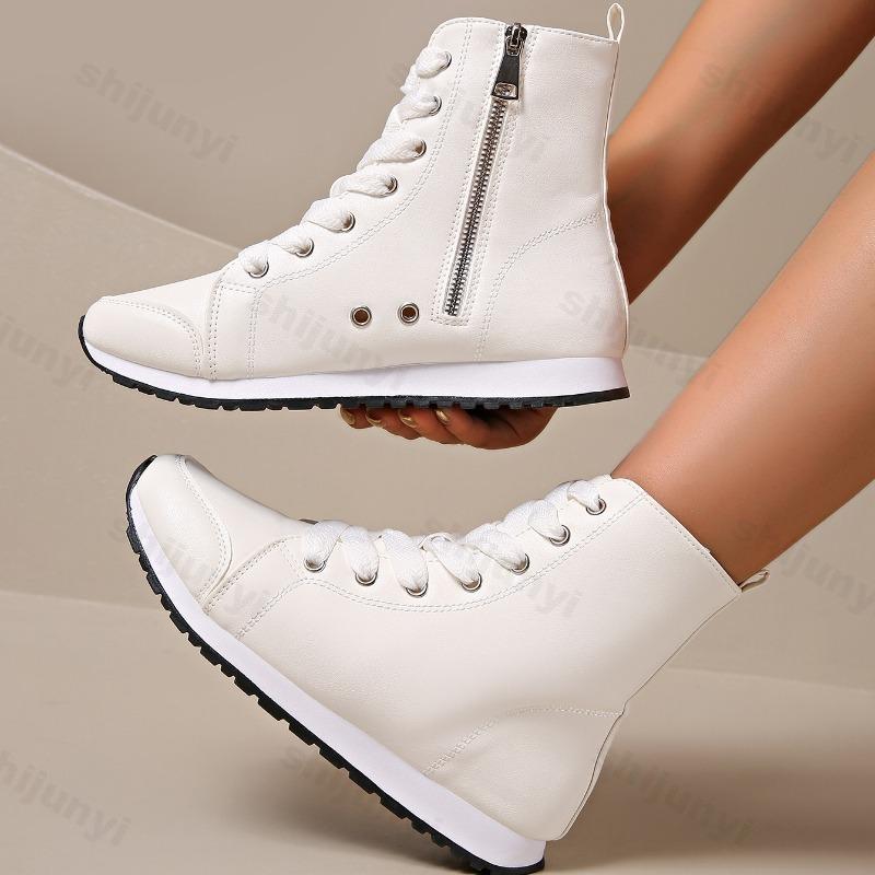 Sports Style Women's Casual High Top Fashion Trend Short Boots Autumn New Comfortable Versatule Non Slip Zipper Ankle Boots