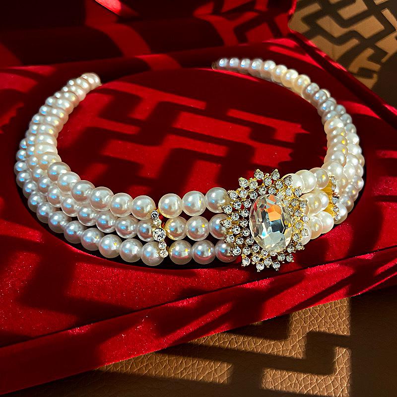 Многослойное ожерелье из жемчуга и бриллиантов – летняя устойчивая к выцветанию цепочка на ключицу, корейский стиль