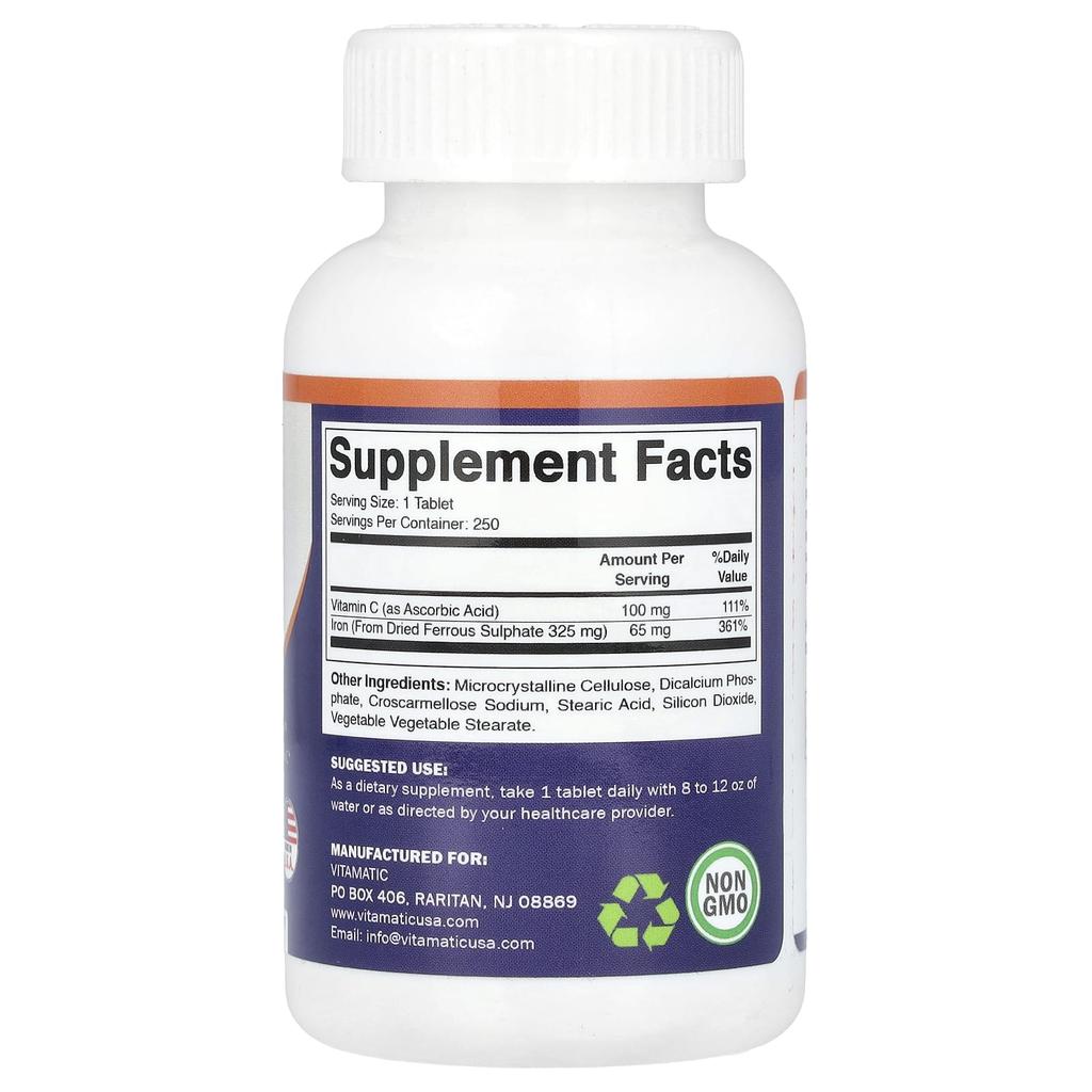 Ferrous Sulfate + Vitamin C, Coated Tablets 250 Tablets
