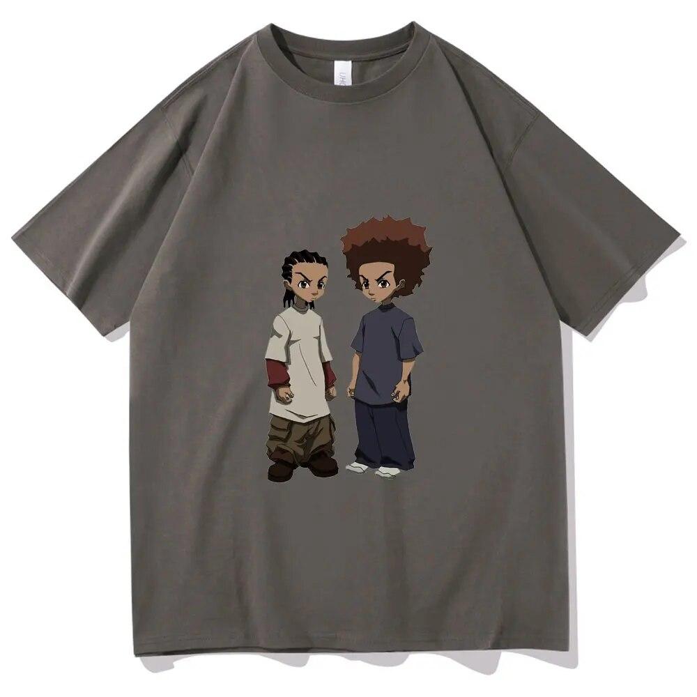 Футболка с принтом The Boondocks Huey and Riley, модные хлопковые футболки унисекс в стиле Харадзюку, негабаритная футболка унисекс в стиле рок, хип-хоп, футболка унисекс