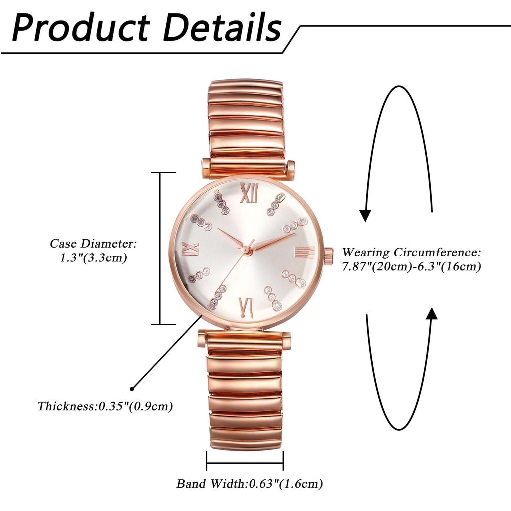 Часы Симпатичные розовое золото Популярные Стильные часы свободного размера с ремешком из нержавеющей стали с аналоговым дисплеем Модные аксессуары День рождения Годовщина Рождество
