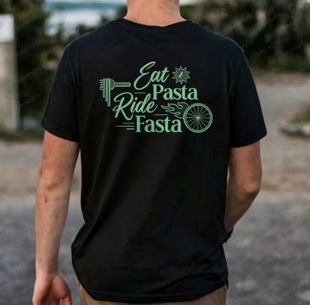 2026 Eat Pasta Ride Fasta Cycling Graphic Tshirt Oversized Hoodie For Kids Adults Funny Bicycle Rider Casual Short Sleeve Tops