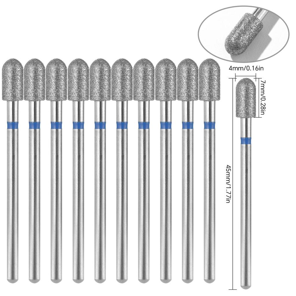 10 шт., алмазные фрезы, набор сверл для ногтей, аксессуары для маникюра, педикюра, электрическая машина, кисточка для ногтей, инструменты для заусенцев