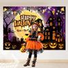 Happy Halloween Horror Castle Backdrop Full Moon Scary Night Halloween Background Skeleton Pumpkin Kids Cosplay Supplies Banner