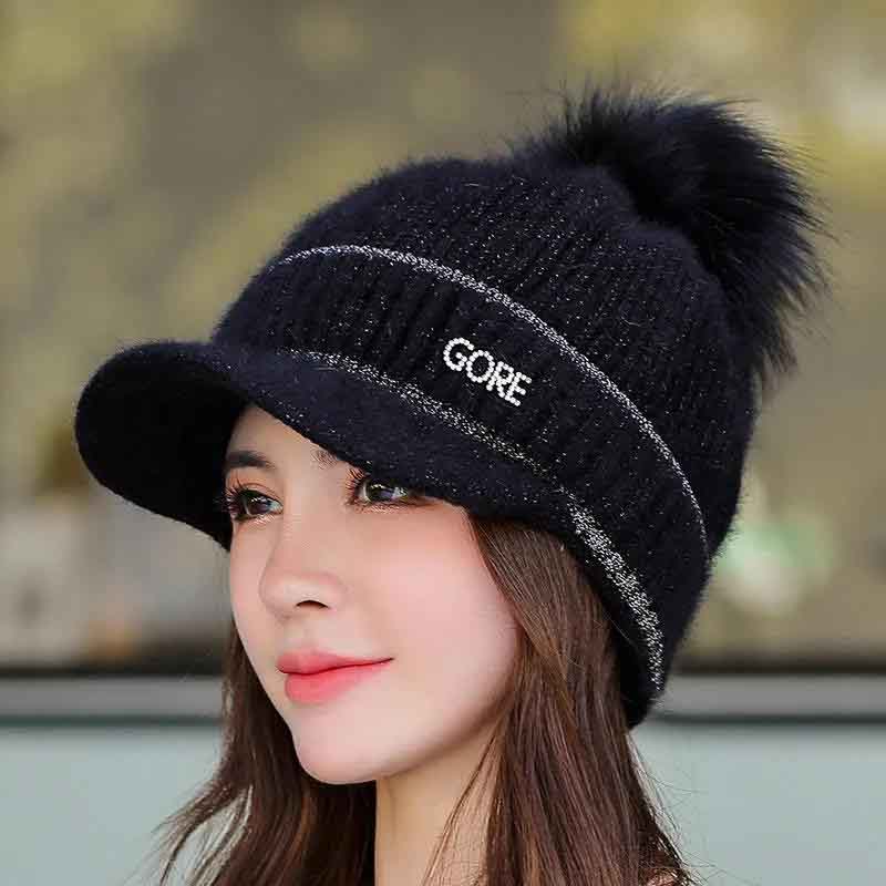 Женские осенние и зимние шапки плюс бархатная теплая шерстяная кепка