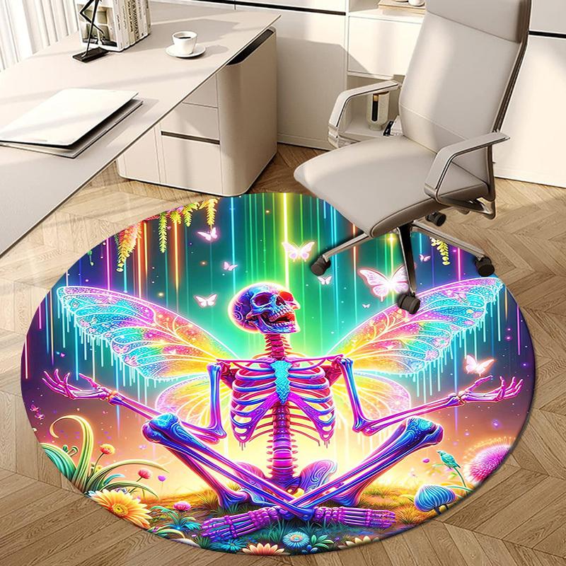 1pc Office Carpet Chair Mats Colorful Skeleton Butterfly Garden Perfect for Decorating Office Chairs, Living Rooms, Or Bedrooms