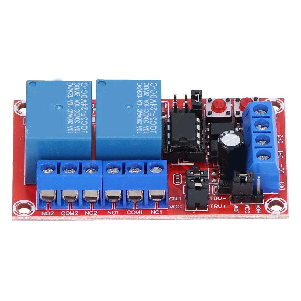Relay Module 2 Channel Button Self Locking Interlock High Low Level Trigger with Switch Light24V