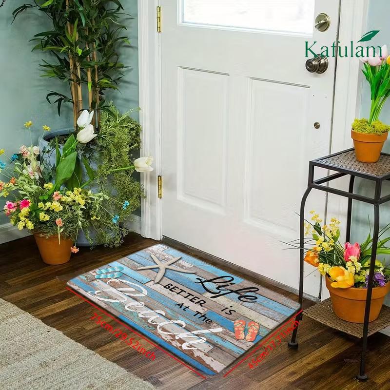 Summer Beach Entry Floor Mat Anti-Slip Washable Welcome Floor Mat for Indoor and Outdoor Areas Carpet Home Decoration