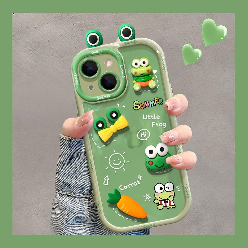Applicable To Vivos17 Mobile Phone Case for Women X90 Cute Funny Frog Three-dimensional Doll Y52s Silicone Protective Cover
