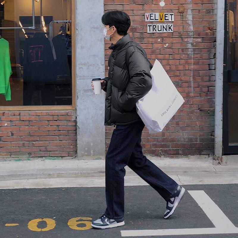 Мужское короткое хлопковое пальто с воротником-стойкой, зимнее корейское свободное и модное утолщенное хлопковое пальто, пальто-хлеб, куртка с хлопковой подкладкой