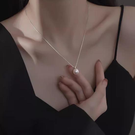 Женское ожерелье с подвеской из искусственного жемчуга, медная цепочка из змеиной кости, вечеринка, свадьба, выпускной, ожерелье на ключицу, шея, ювелирные изделия