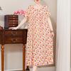 Plus Size Elegant Loose Dresses for Women Oversize Short Sleeve Vintage Print Long Dress Casual Middle-aged Women's Clothing