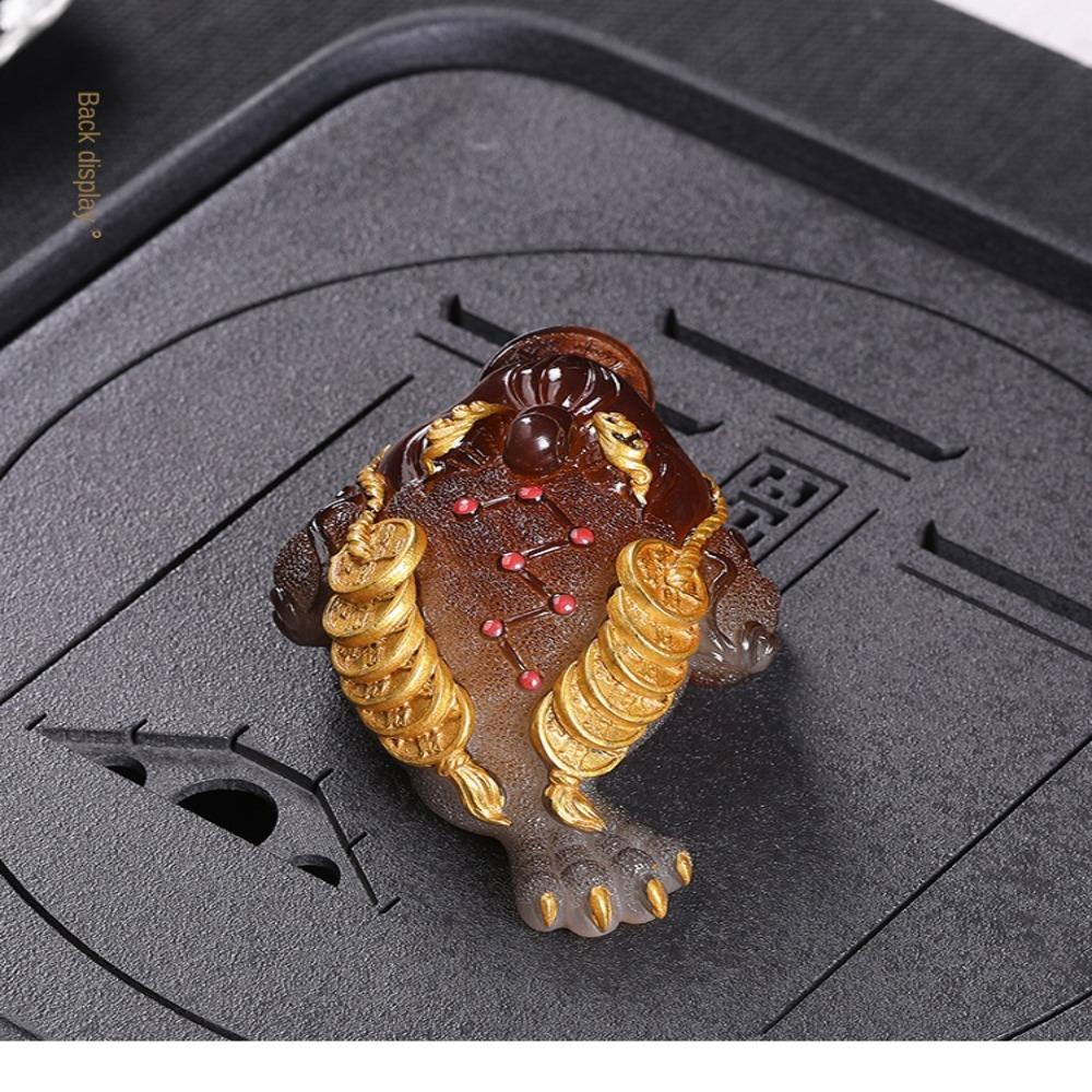 Red Golden Toad Tea Pet Resin Lucky Water Tea Pet Cute Color Changing Tea Pet Tea Table Decoration