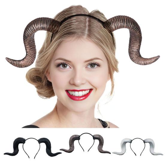 Goat Horn Headband Gothic Devil Horns Hair Hoop Halloween Dress Up Hair Accessories for Halloween Party Cosplay Events