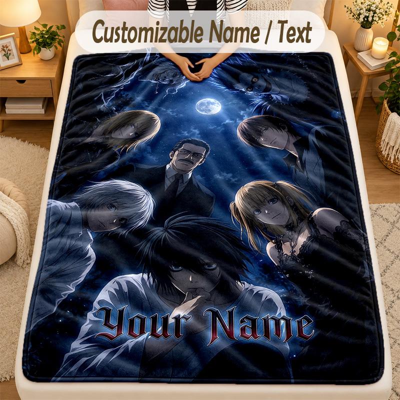 Flannel BlanketDeath Note Custom Name Text Personalized Soft Warm Throw Blanket Home Decor Gift