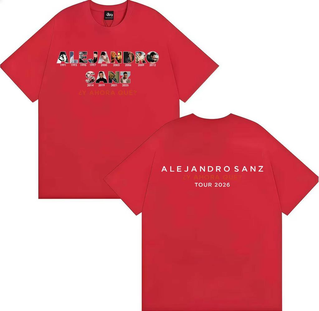 Trendy Graphic Tops Singer Alejandro Sanz 2026 Spring summer Print Tee AestheticTshrit Mens Women Tees Casual Short Sleeve